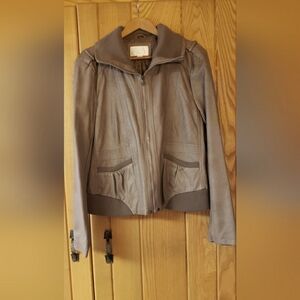 Gray Moto Bomber Faux Leather Jacket